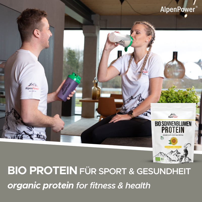 Alpenpower Organic Sunflower Protein From Austria, 600 G, 100% Pure Sunflower Protein Without Additives, Vegan & Low Carb, High-Quality Protein Powder, Versatile Use - NewNest Australia