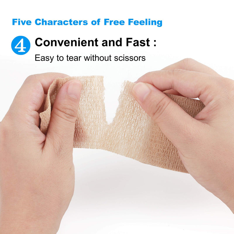 Cohesive Bandage Wrap, Self Adhesive Medical Tape,Vet Wrap, Athletic Elastic Stretch Band, self Adhesive, Flexible, Breathable & idea for Sport Injury & Wound/Finger/Wrist (Pets Too) 2“x15ft - NewNest Australia