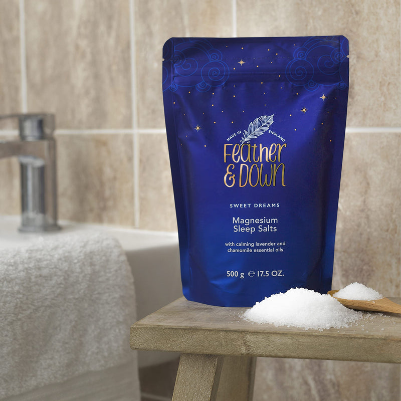Feather & Down Sweet Dreams Magnesium Sleep Salts (500g) – with Magnesium Calming Lavender & Chamomile Essential Oils. Relieve Stress & Tension. Encourages a Restful Night’s Sleep - NewNest Australia
