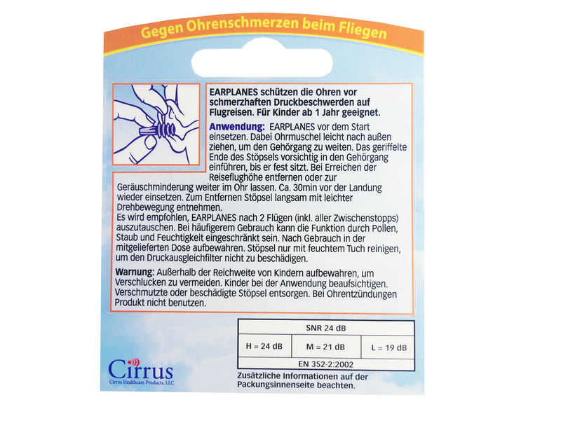 Cirrus Earplanes For Children Aged One Year And Over - Earplugs For Pressure Equalization During Air Travel, Helps Reduce Pressure And Ear Pain During Flights, Ear Protection Made Of Soft Silicone, Pack Of 2 - NewNest Australia
