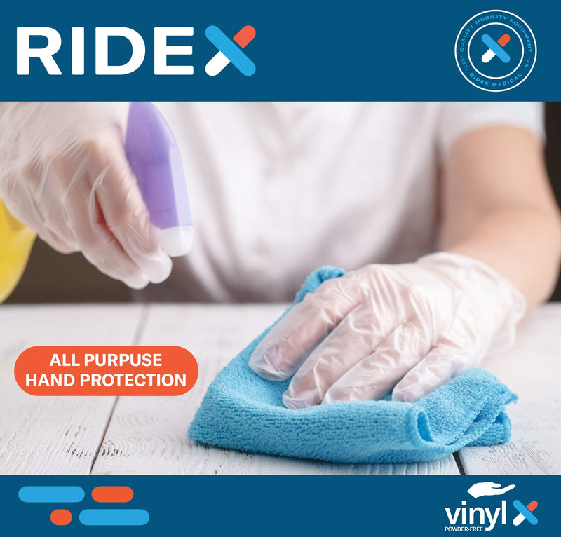 RIDEX Disposable Gloves Latex-Free Clear Vinyl Gloves [100-Count] Powder-Free All-Purpose Gloves, Dispenser Box Gloves 100 Pieces - Size Small Glove by Ridex Medical - NewNest Australia