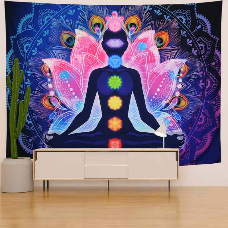 NewNest Australia - Maccyafst Seven Chakra Tapestry Yoga Meditation Wall Tapestry Colorful Mandala Tapestry Indian Hippie Chakra Tapestry Wall Hanging for Studio Room (H51.2"× W59.1") 51.2"×59.1" 