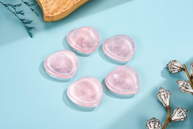 CrystalTears Rose Quartz Crystal Worry Stone Heart Shape Healing Crystals Thumb Worry Stone Polished Pocket Palm Stone for Anxiety Stress Relief Meditation Reiki Healing - NewNest Australia