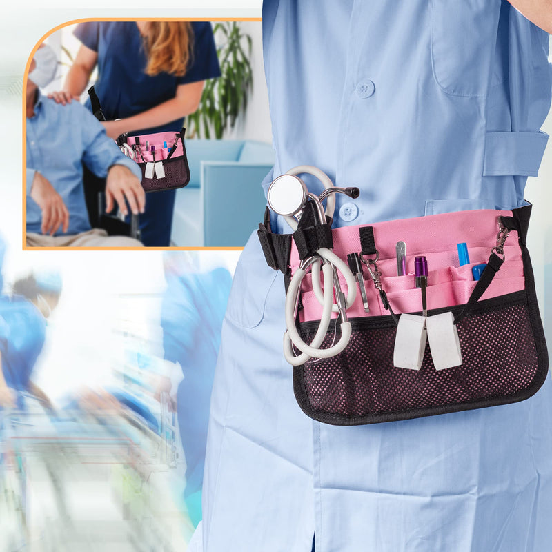 Damero Nurse Fanny Pack with Stethoscope Holder and Multiple Compartments, Nurse Waist Bag Vet Pouch, Nursing Organizer Belt Medical Gear Hip Bag for Bandage Scissors and Other Supplies,Pink Pink - NewNest Australia