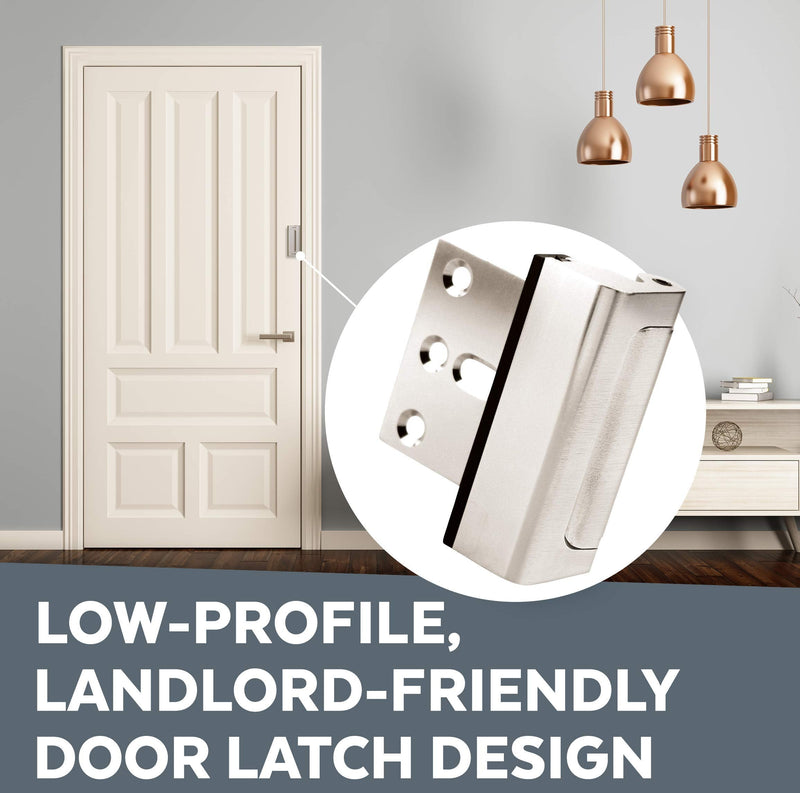 Door Lock for Home Security (2-Pack) - Easy to Install Door Latch Device, Aluminum Construction, Satin Nickel Door Locks for Door Security | Child Proof & Tamper Resistant, Satin Nickel Door Locks 2 Pack - NewNest Australia