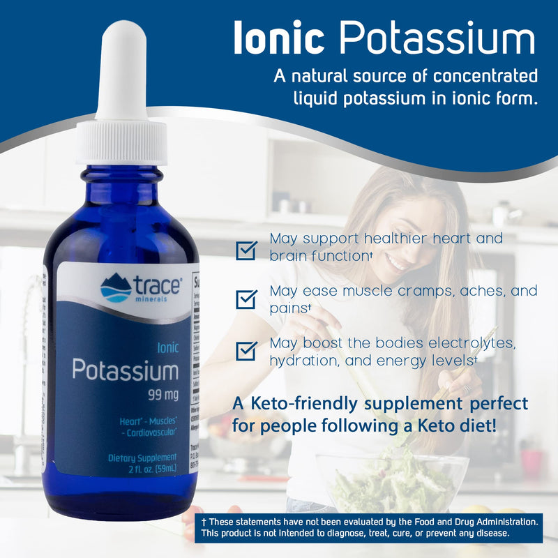 Trace Minerals Research Liquid Ionic Potassium Supplement, 2 Ounce,72 Ionic Trace Minerals, Non-GMO, Healthy Heart, Brain Function 1 - NewNest Australia