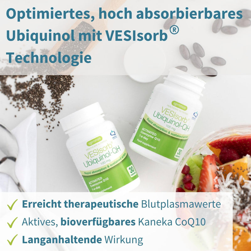 Vesisorb Ubiquinol 100mg, active form of Coenzyme Q10, bioavailable