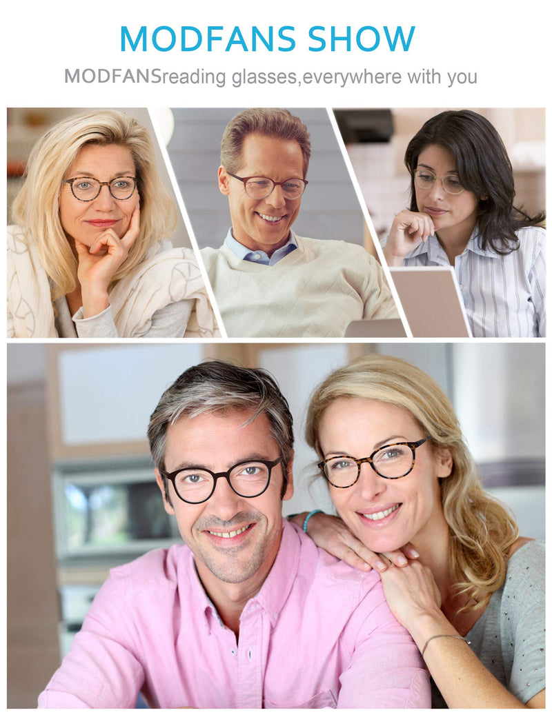 MODFANS (4 pack) reading glasses 1.5 round men women, good glasses, high quality, fashion, comfortable, great reading aid, for women +1.50 4 mixed colors - NewNest Australia