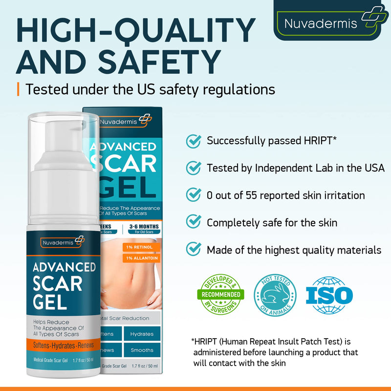 Scar Cream Gel - Advanced Post Surgery Supplies - C-Section, Tummy Tuck, Keloid, Acne Removal Treatment - Retinol, Allantoin,Vitamin E- Try with Surgical Silicone Sheets, Tapes, Patches - 1.7 oz - NewNest Australia