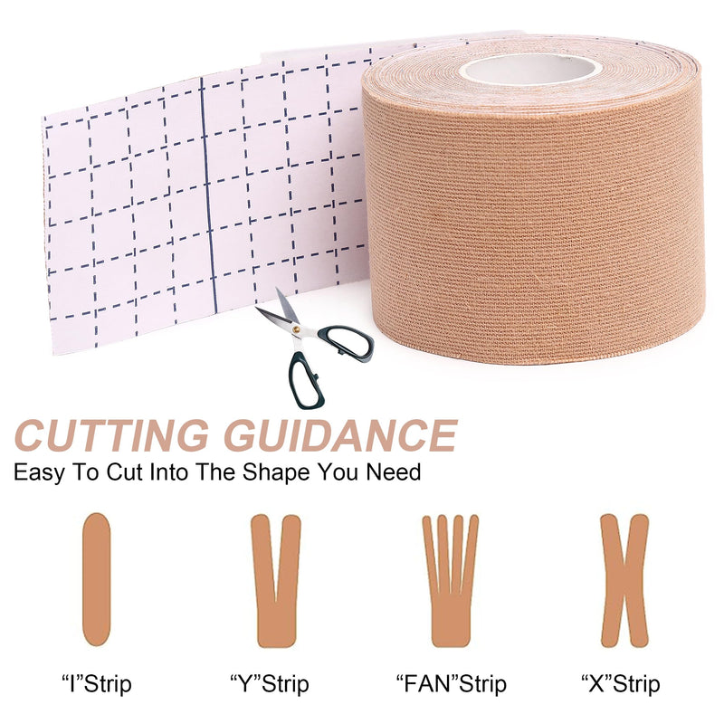 Superbe Kinesio Tape and Physio Tape (Pack of 3 Rolls), Kinesiology Tape for Athletics, Pain Relief, Recovery and Physiotherapy, 5cm x 5m (Beige) Beige - NewNest Australia