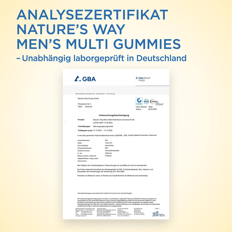 Nature'S Way Men'S Multivitamin Gummies - Az Vitamins For Men High Dosage - Strengthen Immune System Adults With Vitamins D3 B6 B12 Zinc Selenium Folic Acid - Vegetarian Vitamin Gummy Bears - 60 Pieces - NewNest Australia