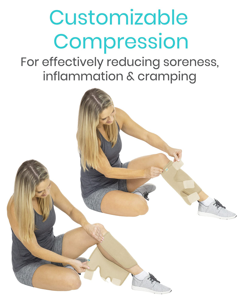Vive Calf Brace - Adjustable Shin Splint Support - Lower Leg Compression Wrap Increases Circulation, Reduces Muscle Swelling - Calf Sleeve for Men and Women (Beige) Beige - NewNest Australia