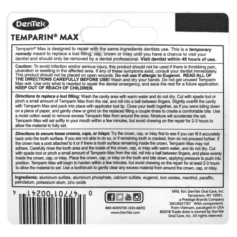 DenTek Temparin Max Lost Filling and Loose Cap Repair Kit | One Step Formula | 5+ Repairs | 0.04 Ounces | 2-Pack - NewNest Australia