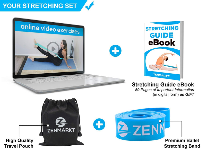 Zenmarkt Stretch Bands for Dancers and Gymnasts - Exercise Bands for Dance, Ballet, Gymnastics, Cheerleading, Pilates Training Stretching Band Dance Stretch Bands for Flexibility Ballet Barre E-Book Blue - NewNest Australia
