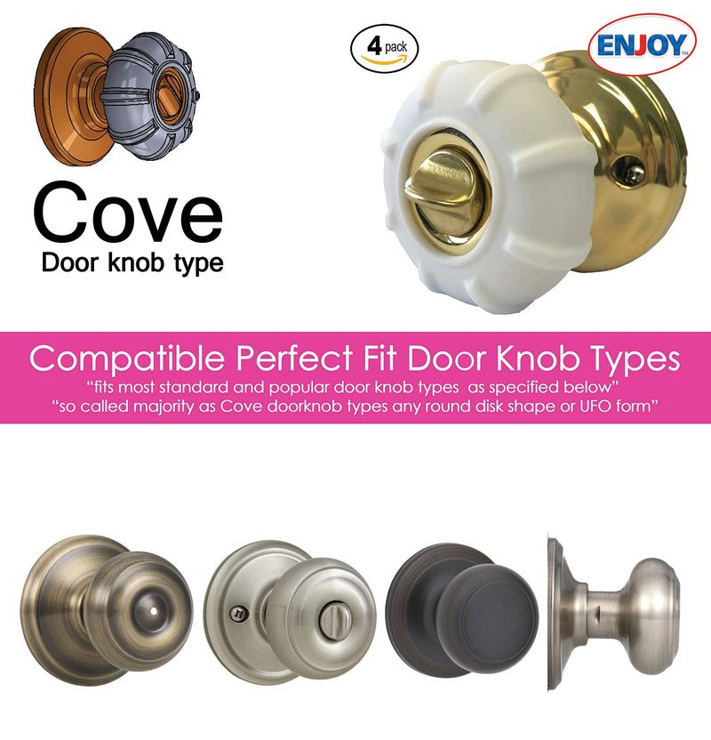 New Enjoy Cover - Door Knob Cover Grips Non Slip Arthritis & Senior Living Aids Grippy Easy Open Decorative. Simple Functional Effective Solution- 4 Pack (White, Cove) - NewNest Australia