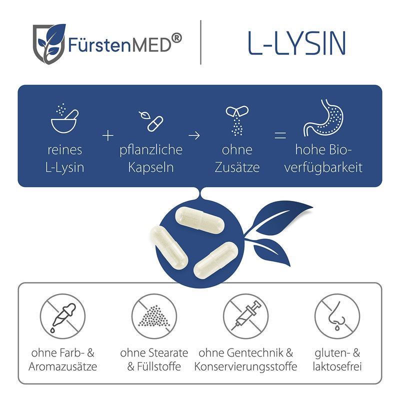 F√ºrstenmed L-Lysine Capsules - 1500 Mg L Lysine Amino Acid Lysine High Dose & Vegetable Fermented - 120 L Lysine Capsules High Dose - Vegan And No Additives - NewNest Australia