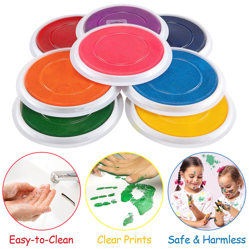 8 Pack 7" Large Round Craft Ink Pad- 8 Colors Rainbow DIY Fingerprint Ink Pad Stamps Partner Washable Color Painting Card Making Stamp Pad for Kids Rubber Stamp Crafting Paper Wood Fabric Scrapbook - NewNest Australia
