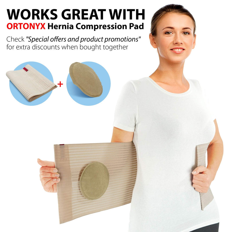 ORTONYX 10.25" Abdominal Binder for Men and Women/Postpartum Post-Operative Post-Surgery Wrap/Abdomen Navel Umbilical Hernia Support Belt / 524010 Beige S/M S/M (22"-35") - NewNest Australia