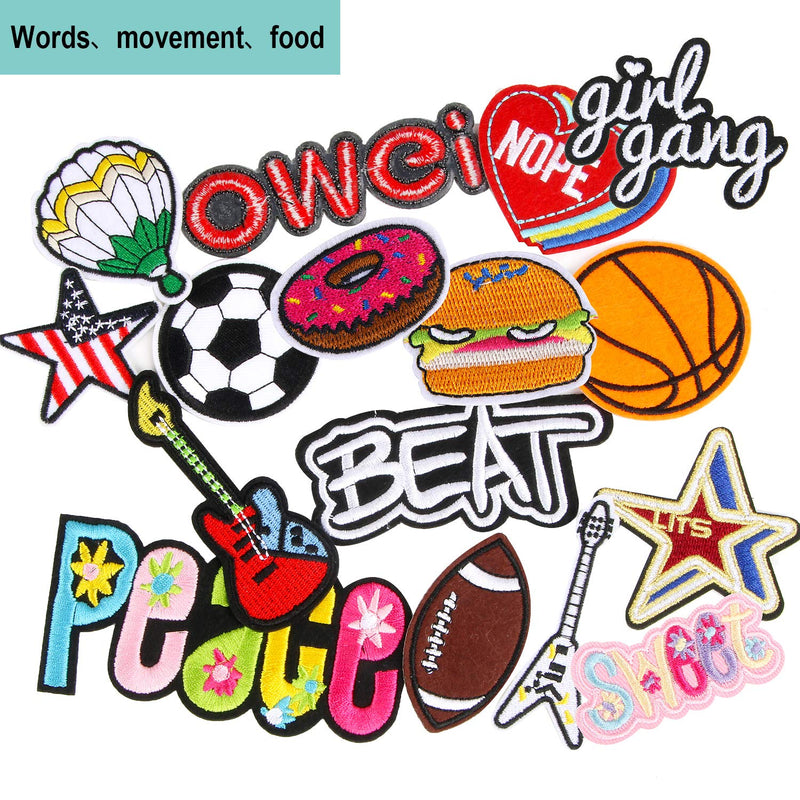 60pcs Random Assorted Styles Outdoors Embroidered Iron on Patches DIY Sew Applique Repair Patch - NewNest Australia