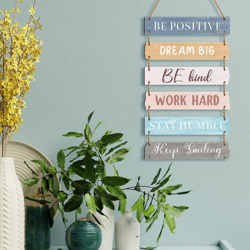 6 Pieces Rustic Wall Hanging Plaque Sign Inspirational Wall Art Farmhouse Wooden Wall Signs Positive Wall Plaque with Quotes Motivational Quote Decor for Office Bedroom Living Room (Classic Style) Classic Style - NewNest Australia