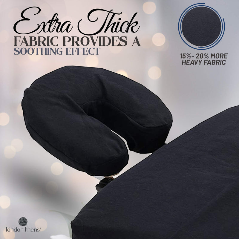 London Linens Pack of 4, Premium Extra Thick 100% Cotton Flannel Massage Tables Face Cradle Covers Cozies Fitted - Includes 4 pcs (Black) Black - NewNest Australia