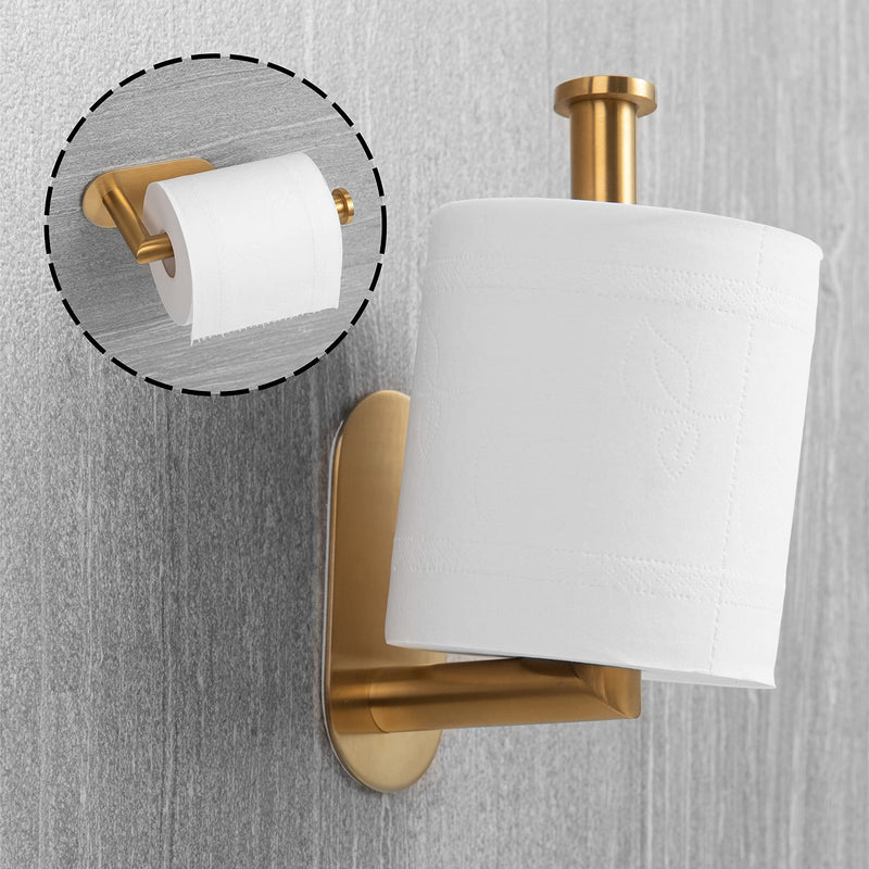 HITSLAM Gold Toilet Paper Holder Adhesive, Stainless Steel Self Adhesive Toilet Paper Roll Holder for Bathroom Brushed Brass - NewNest Australia