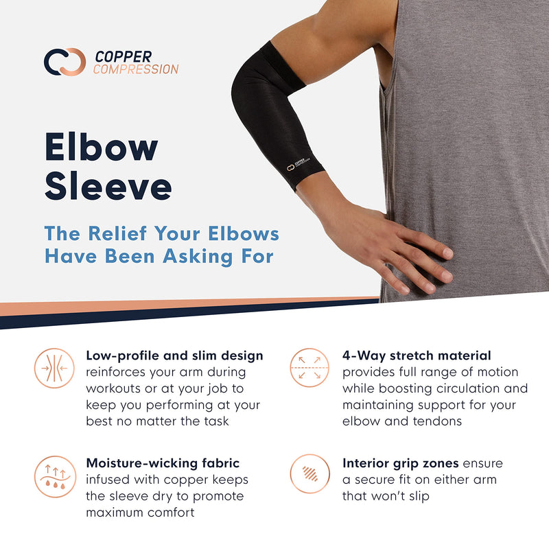 Copper Compression Elbow Brace for Tendonitis and Tennis Elbow - Copper Infused Sleeve. Relief for Golfers, Arthritis, Bursitis. Fit for Men & Women. Small (Pack of 1) - NewNest Australia