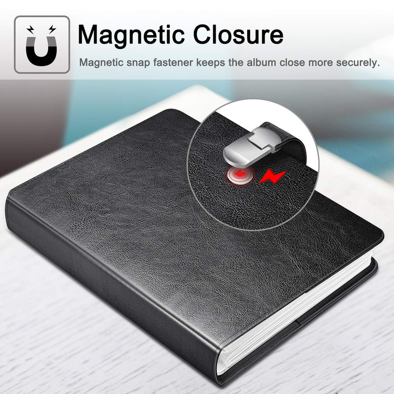 Fintie Photo Album 4x6 Photos - 112 Photos Premium Vegan Leather Cover with Snap Fastener, Portable Wallet Photo Albums (Black) Black - NewNest Australia