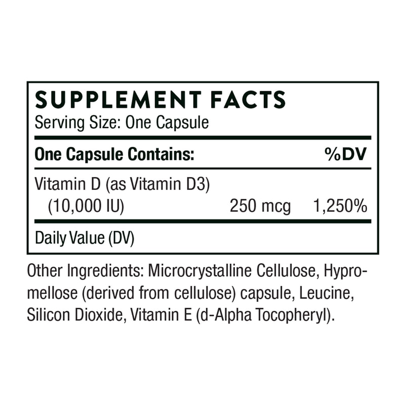 Thorne Research - Vitamin D-10,000 - Vitamin D3 Supplement (10,000 IU) for Healthy Bones and Muscles - 60 Capsules - NewNest Australia