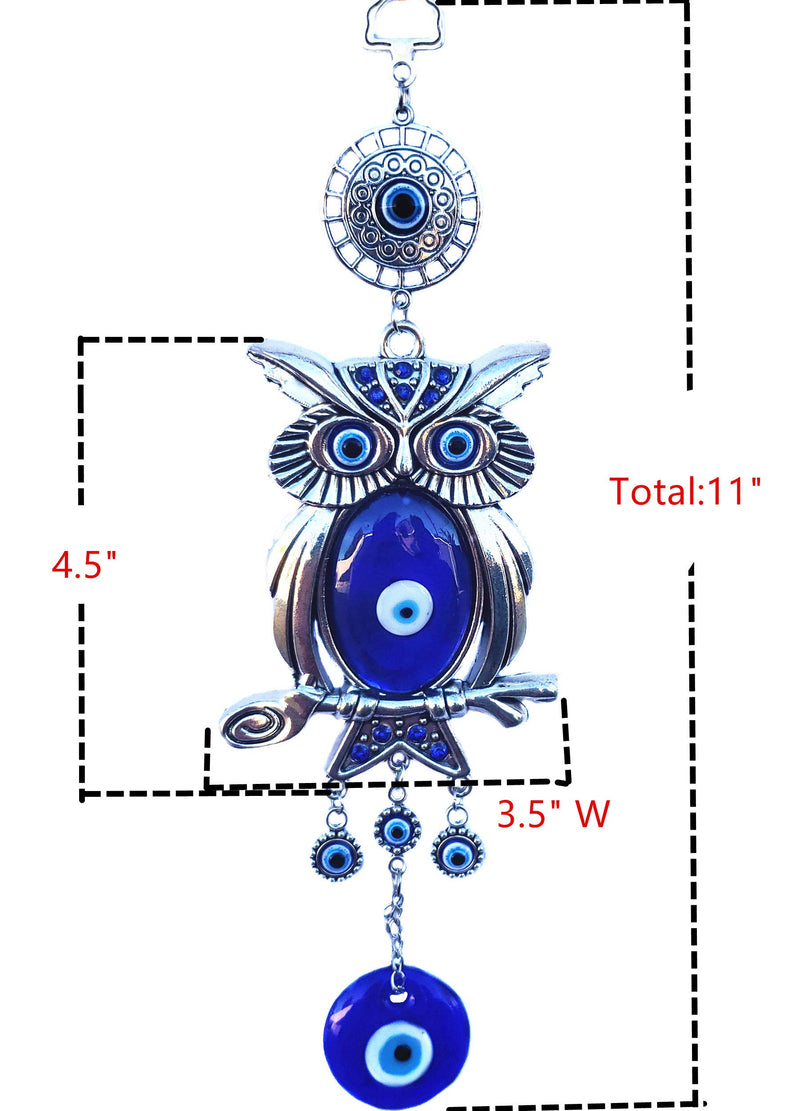 NewNest Australia - Betterdecor Turkish Blue Evil Eye with Lucky Owl Amulet Hanging Ornament (with a Pouch) (Blue-001) 