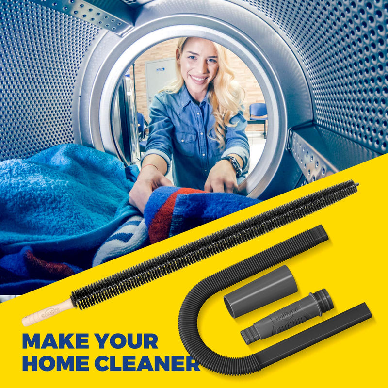Holikme 2 Pack Dryer Lint Vacuum Attachment and Flexible Dryer Lint Brush, Dryer Vent Cleaner Kit, Vacuum Hose Attachment Brush, Lint Remover, Black - NewNest Australia
