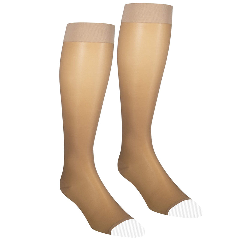NuVein Sheer Compression Stockings, 15-20 mmHg Support, Fashionable Medium Denier, Knee High, Open Toe, Beige, Medium Medium (1 Pair) - NewNest Australia