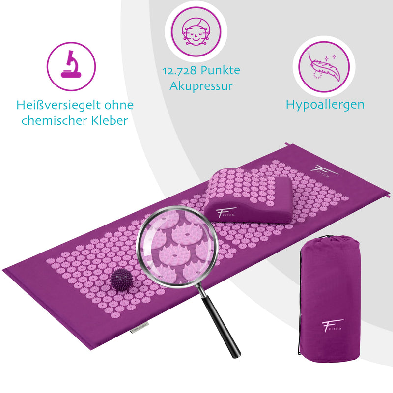 Fitem Xl Acupressure Set - Acupressure Mat + Acupressure Cushion - For Relieving Back And Neck Pain - Sciatica - Back Massage + Muscle Relief + Post-Exercise Recovery. - NewNest Australia