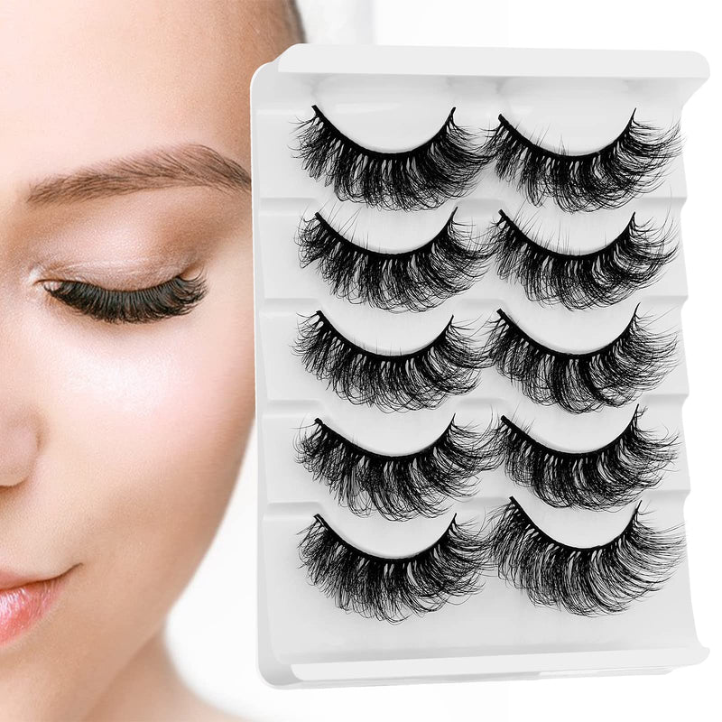 Sibba Multi-layered 5D Lashes False Eyelashes 10 Pairs Dramatic 20 mm Faux Mink Fake Lashes Pack Wispy Long Thick High Crossed Volume Fluffy Eyelash Extension Strip Eye Makeup - NewNest Australia