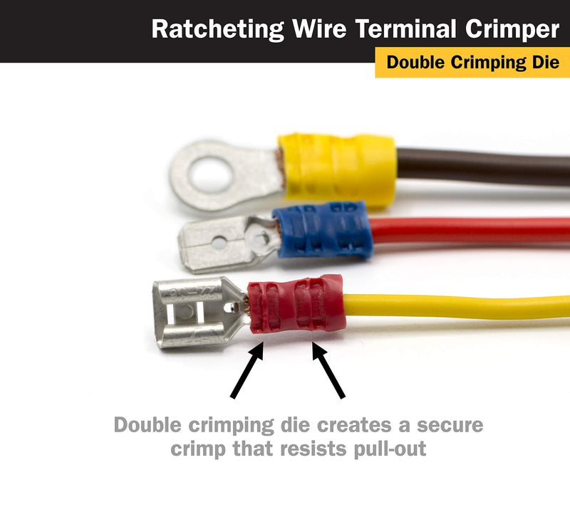 Titan 11477 Ratcheting Wire Terminal Crimper Tool for Insulated Terminals, Fixed Jaw Crimper Fixed Jaw Terminal Crimper - NewNest Australia