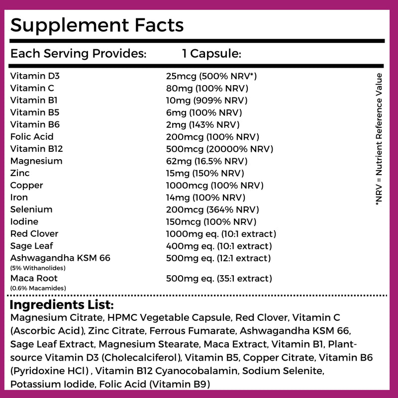 Meno Pact Support Complex - Perimenopause & Menopause Supplement for Women - 17 Active Ingredients - Formulated by Women’s Health Experts - High Strength Formula - 60 Vegan Capsules - Nutripact - NewNest Australia
