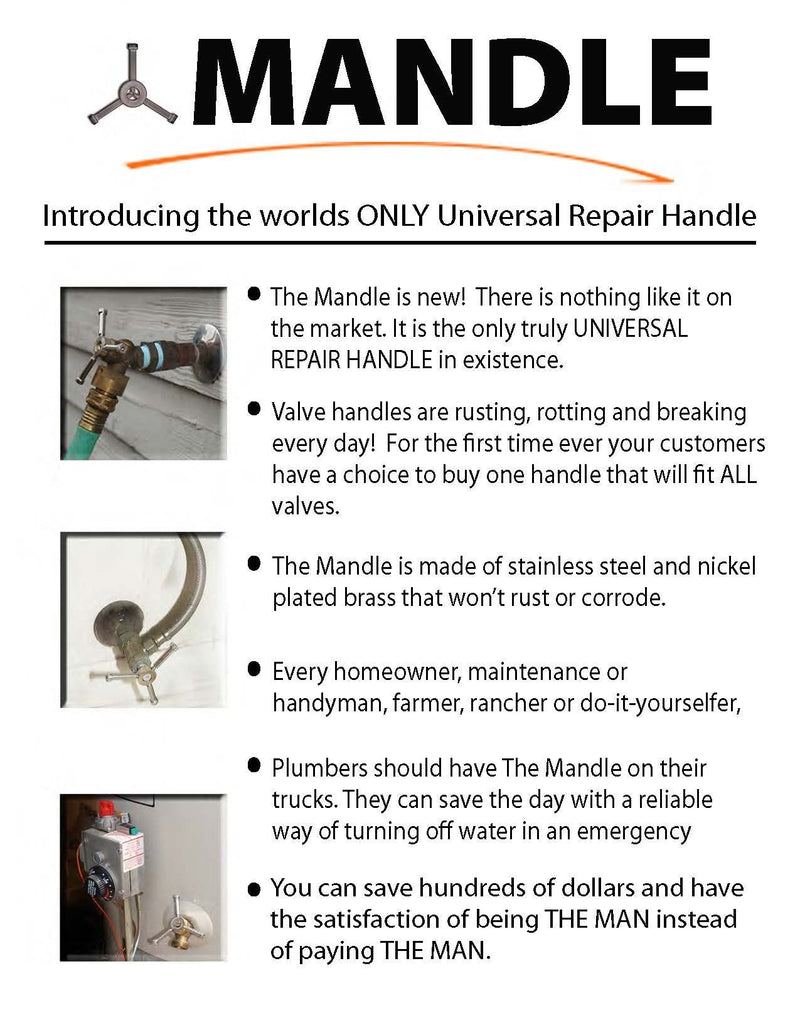 Universal Outdoor Water Valve/Spigot, Garden Faucet, Hose Bib, Round Wheel Handle Replacement - (For 3/8" or smaller exposed valve stems ) "THE MANDLE" - NewNest Australia