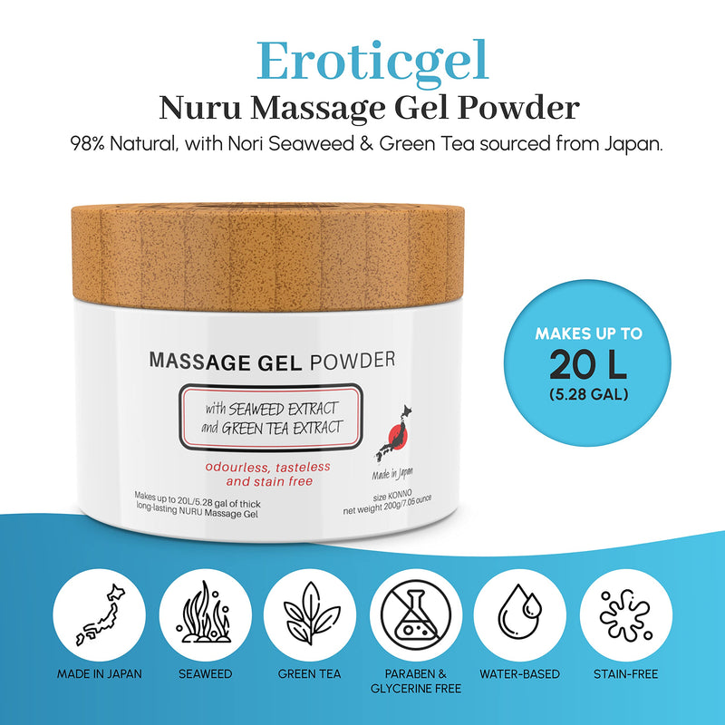 Massage Gel Therapy Powder 200 g | Seaweed & Green Tea | Made in Japan | Paraben & Glycerin Free | Makes 20 liters - NewNest Australia