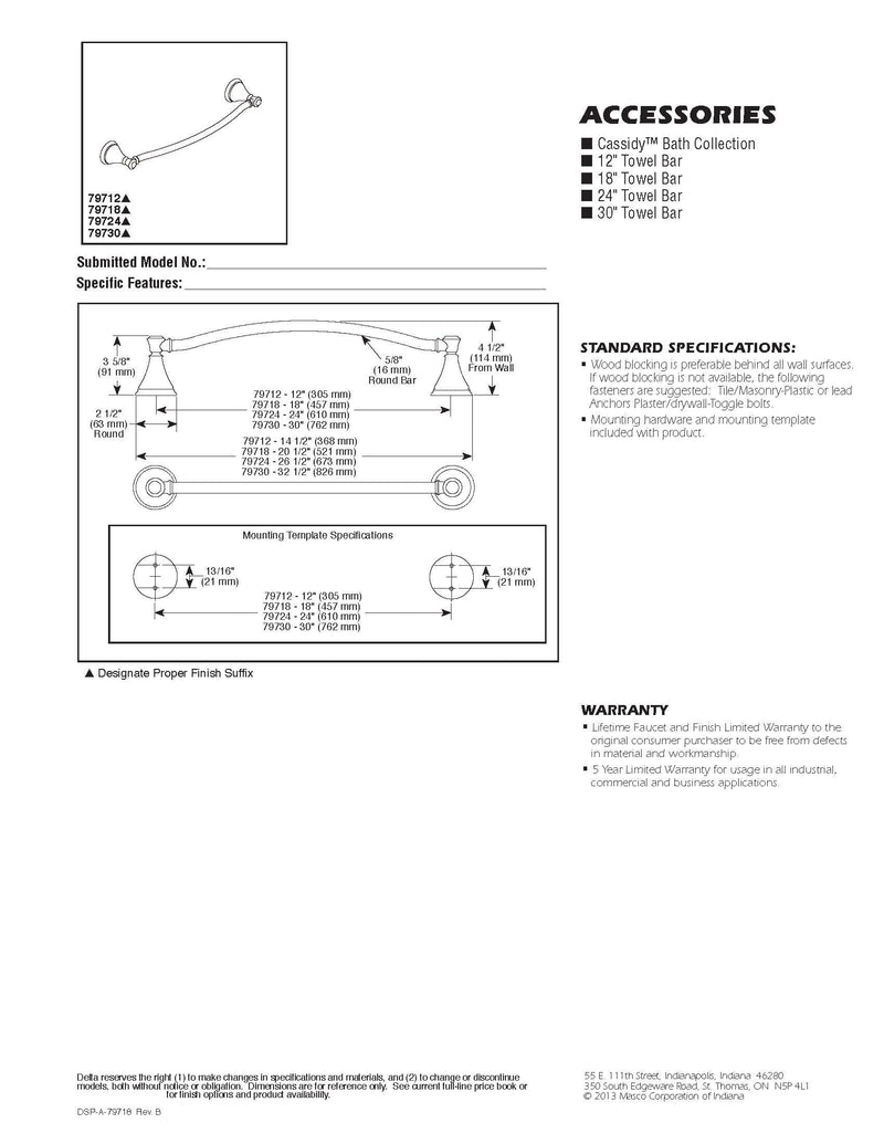 DELTA Cassidy 24 inch Towel Bar, Polished Nickel, Bathroom Accessories, 79724-PN - NewNest Australia