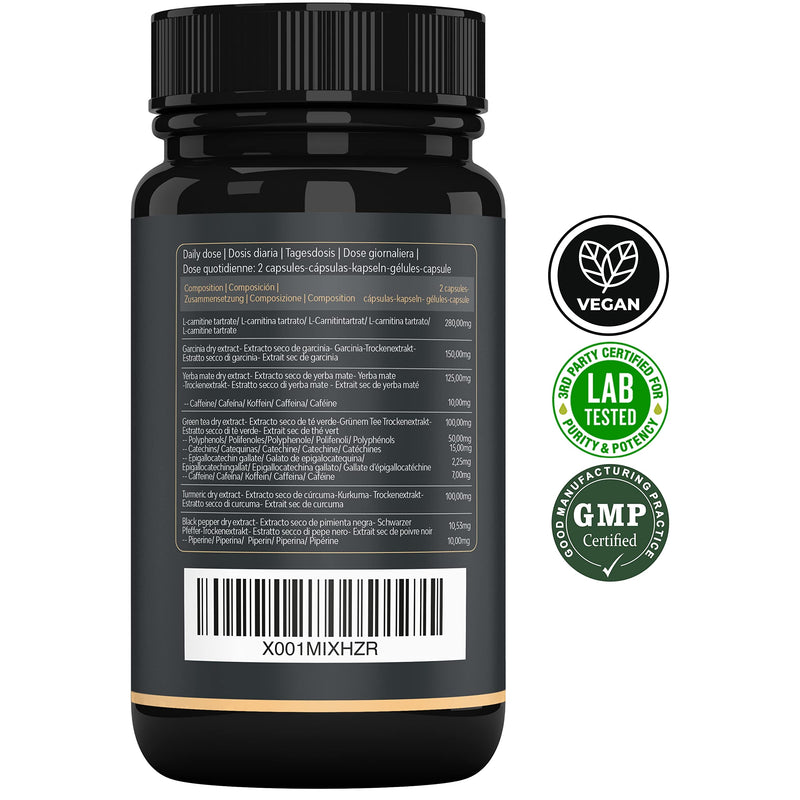 Slimming Cut Fast Fat Burner, Fat Burner 6-In-1, Accelerate Metabolism, Appetite Suppressant, L Carnitine Carnipure, Bioperine, Turmeric, Green Tea &Amp; Yerba Mate, High Dose &Amp; Vegan - NewNest Australia