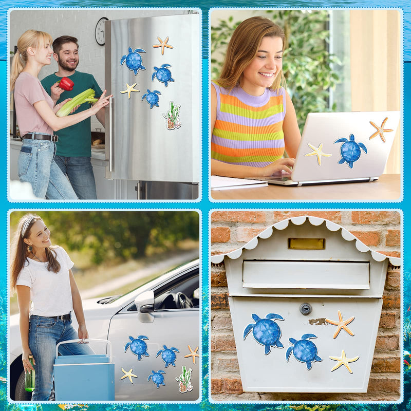12 Pieces Screen Door Magnets Double Sided Sea Turtle Starfish Seaweed Magnetic Sticker Sliding Door Warning Retractable Removable Magnet for Screen Sliding Doors Protector Patio Pet Dog Safe - NewNest Australia