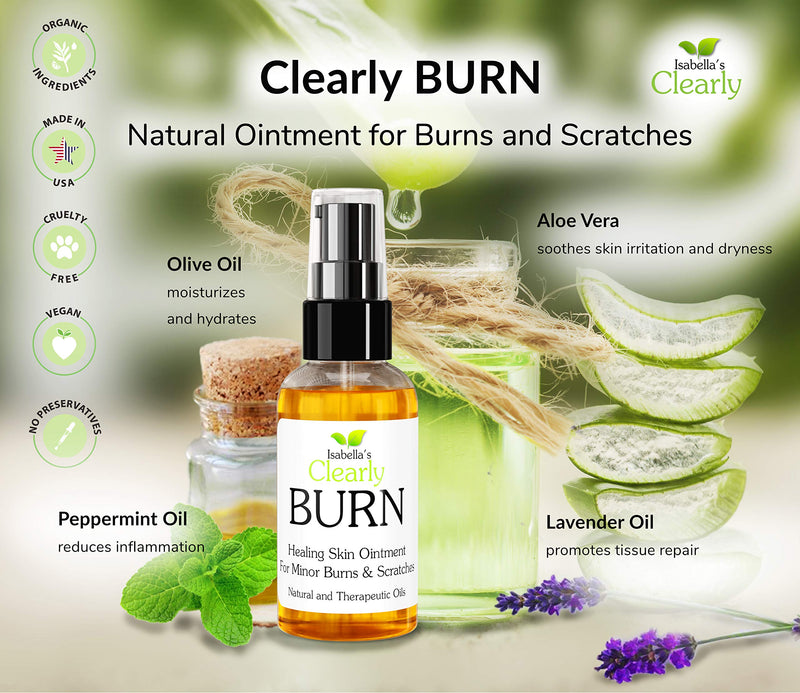 Isabella's Clearly Burn Soothing Aloe Vera Ointment for Skin Burns, Scalds, Cuts, Scrapes, Wounds, Sunburn Relief with Olive Oil and Lavender | Fast Acting Natural Remedy Made in USA - NewNest Australia