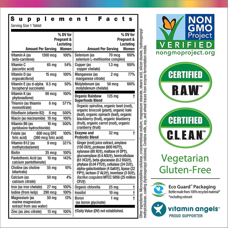 Rainbow Light Prenatal One Multivitamin – High Potency, Clinically Proven Absorption of Vitamin D, B2, B5, Folate, Calcium, Zinc, Iron, Non-GMO, Vegetarian – 90 Tablets (3 Month Supply) Prenatal One 90 Count - NewNest Australia