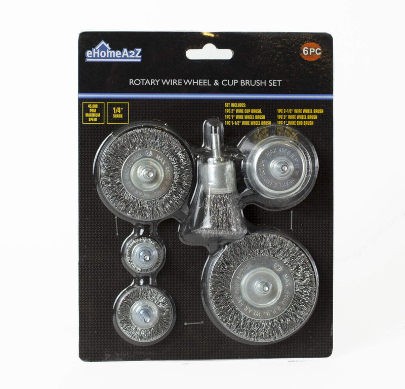 eHomeA2Z Wire Brush For Drill Wheel Steel Cup (6 Pcs) 1/4 Inch Arbor Abrasive For Cleaning Stripping Rotary Metal Hex Shank Attachment For Power Drill Paint Rust Removal - NewNest Australia