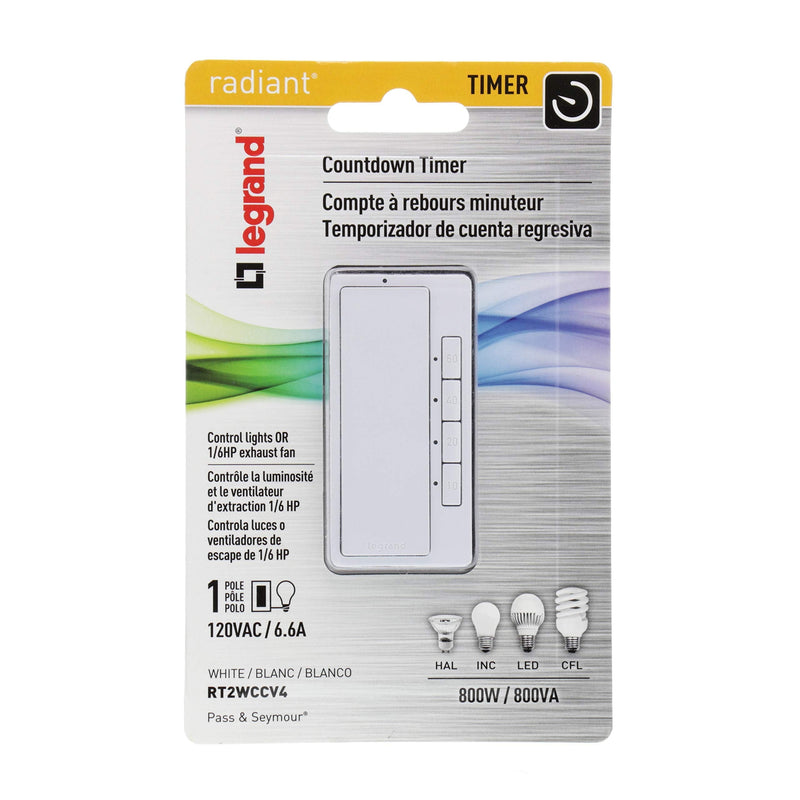Legrand radiant Digital Light Switch Countdown Timer, Decorator Rocker Wall Switch, 4-Button, RT2WCCV4 - NewNest Australia