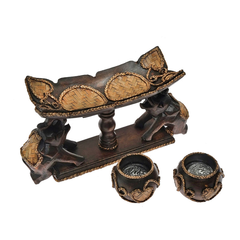 NewNest Australia - AeraVida Elephant Balancing a Pedastal Rain Tree Wood Candle Holder 