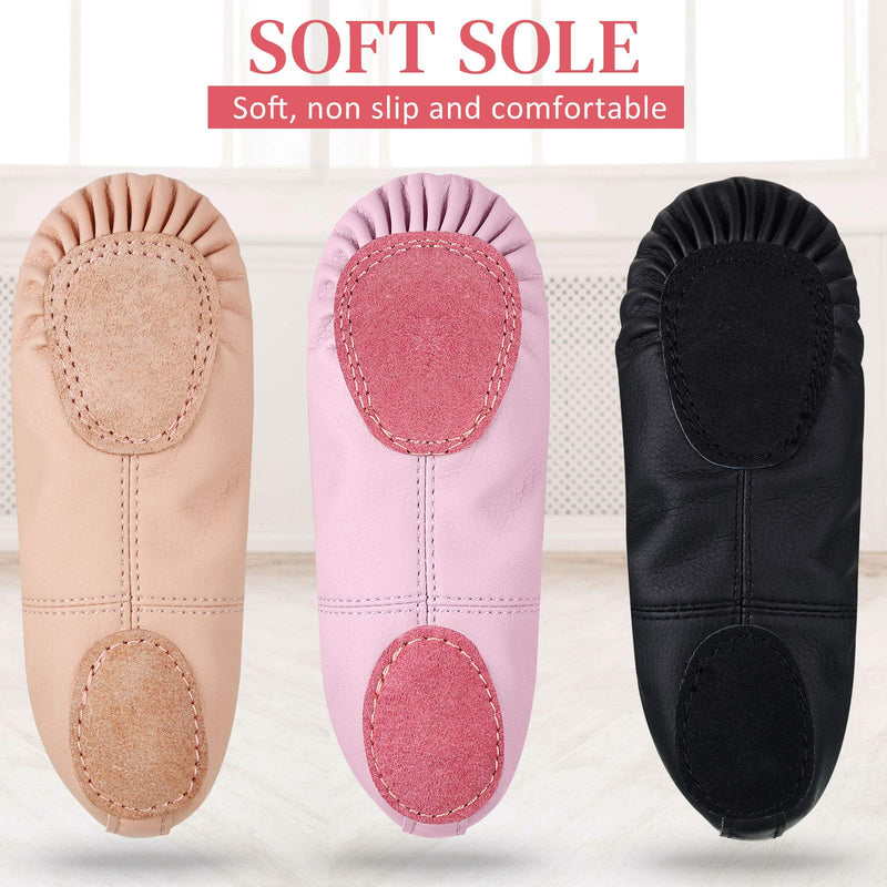 SATINIOR 3 Pairs Ballet Shoes for Girls Toddlers Practice Shoes Ballet Shoe Yoga Shoes 3 Colors Ballet Slippers Flats for Toddler Kids Dancing 13 Little Kid Black, Pink and Beige - NewNest Australia