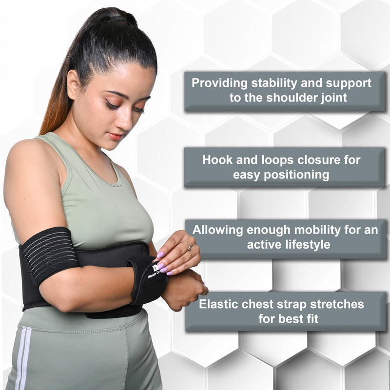Wonder Care - Left Right Shoulder Immobiliser Arm Sling Elastic Brace For Clavicle Collar Bone Dislocation Subluxation Shoulder Stabilizer Compression Brace After Rotator Cuff Surgery - Black Size 5 - NewNest Australia