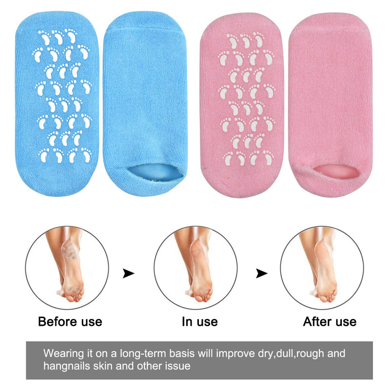 Jinlaili 2 Pairs Soft Moisturizing Gel Socks for Women, Moisturizing Socks with Spa Gel for Moisturizing Vitamin and Essential Oils Infused, Gel Socks for Repair Dry Cracked Skins Softens Feet (B) B - NewNest Australia