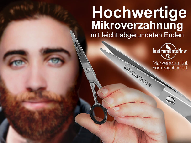 Beard scissors - hair scissors 13 cm with one-sided micro-serration made of stainless steel - NewNest Australia